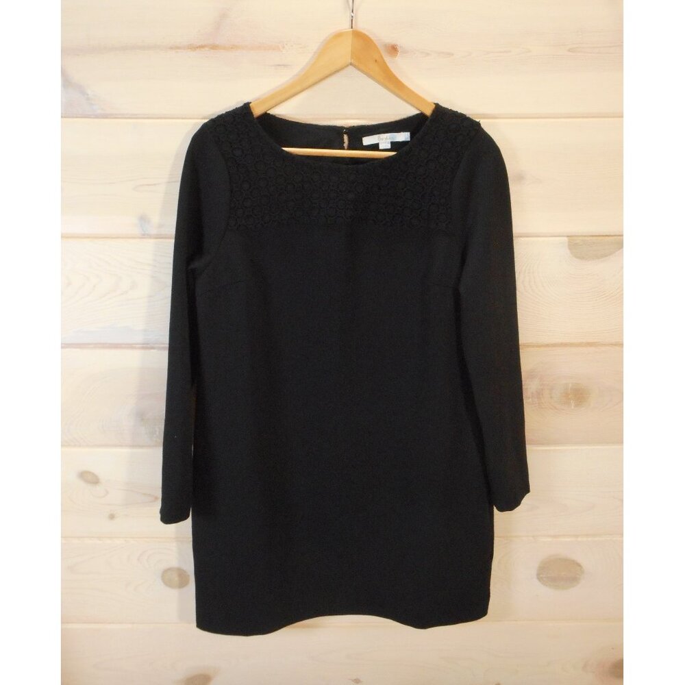 Boden Women’s Size US 10 Crochet Ponte Shift Dress Black Minimalist Classic